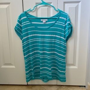 Liz Claiborne teal striped blouse